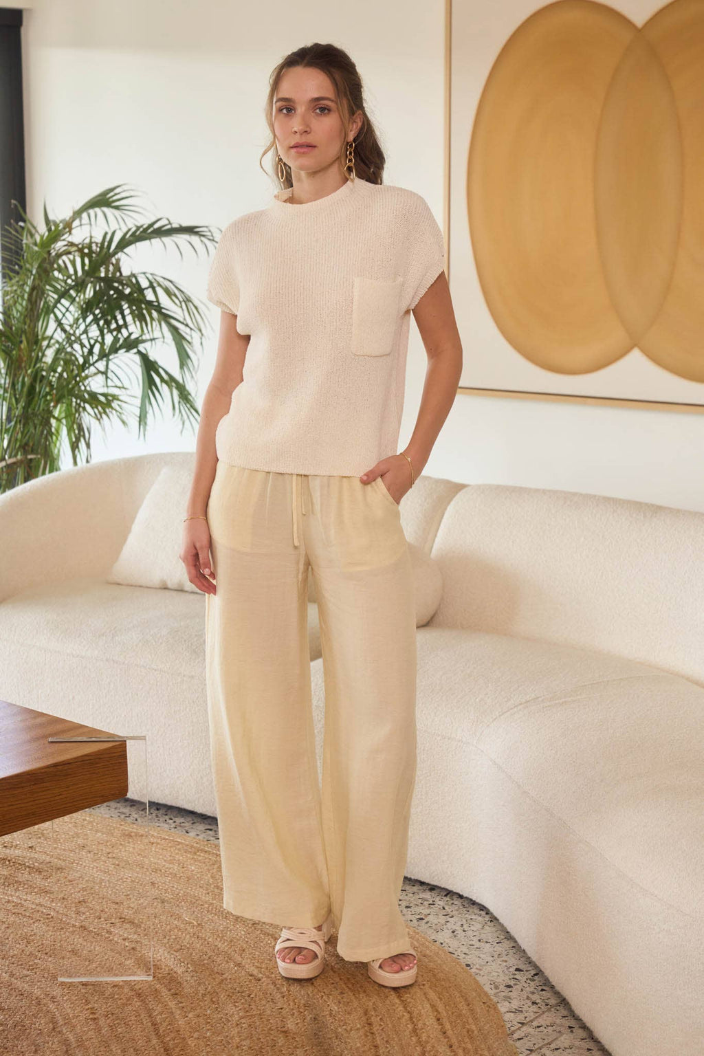 MOCK NECK SWEATER TOP: IVORY
