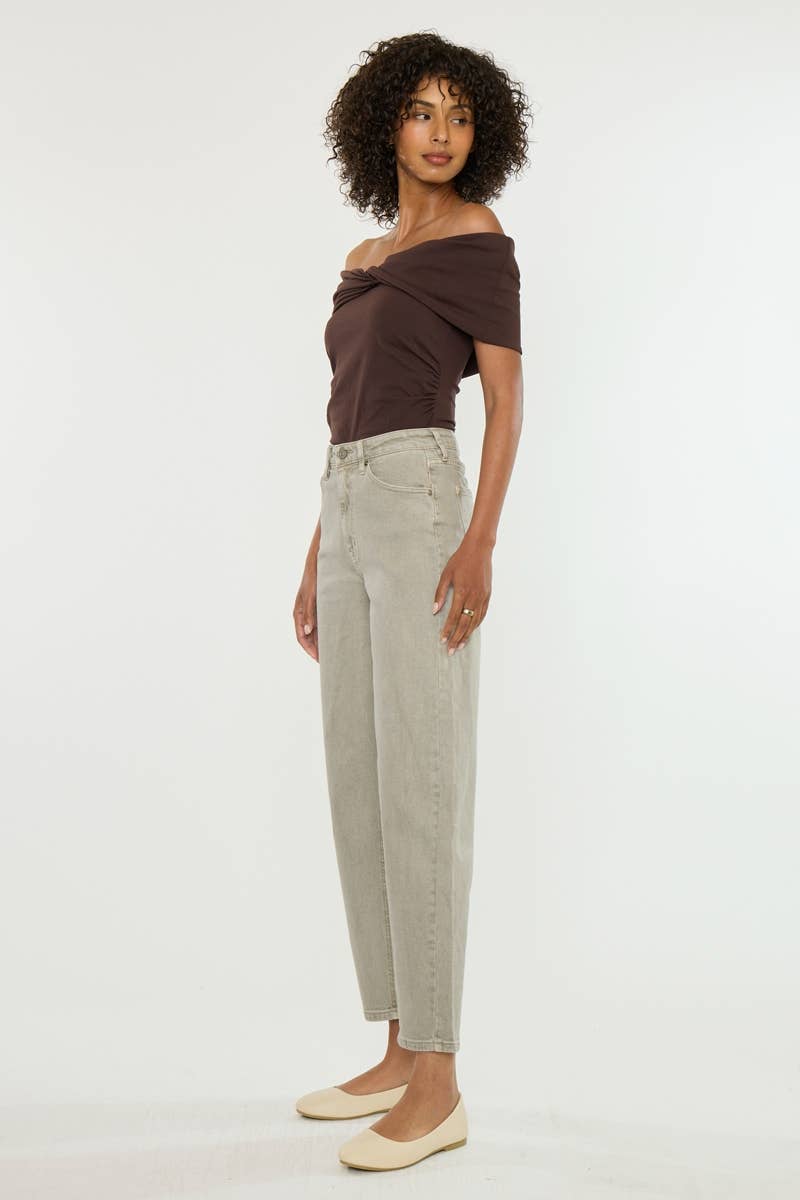 HIGH RISE GRAY SLIM BALLOON DENIM