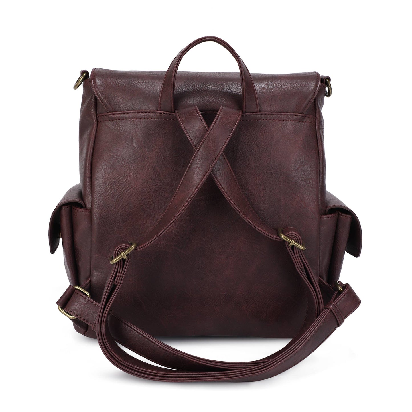 Isabelle Vegan PU Leather Backpack with Side Pockets