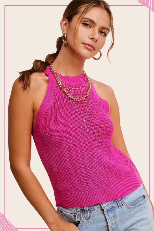 Halter Neck Sleeveless Knit Top