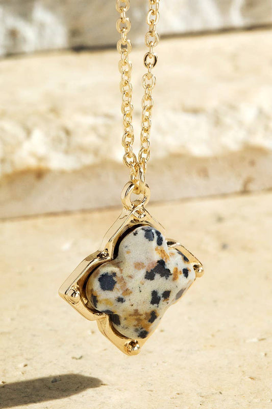 Semi-Precious Clover Necklace: Dalmatian