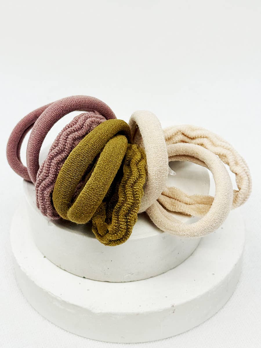 Assorted Rolled Hair Tie Set: MIX COLOR