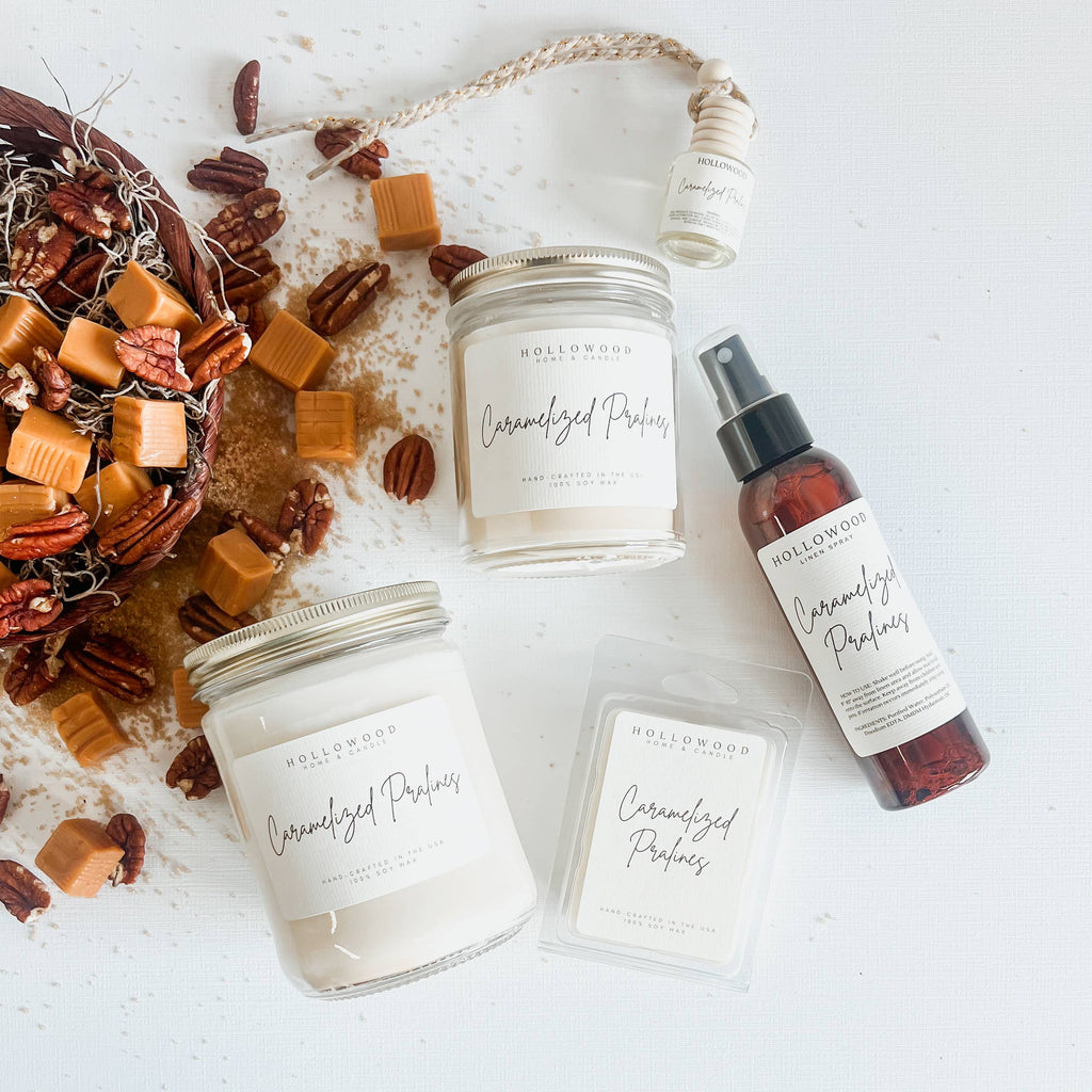 CARAMELIZED PRALINES |  FALL CANDLE | 100% SOY WAX | 8 OZ