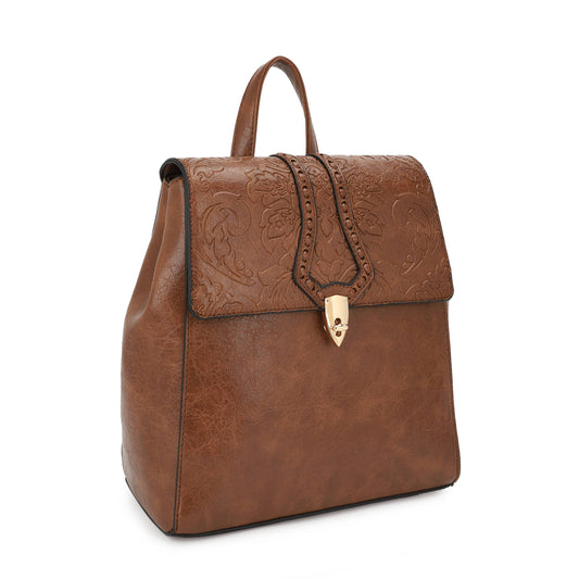Montana Western Style Hibiscus Tooled/Embossed Backpack: