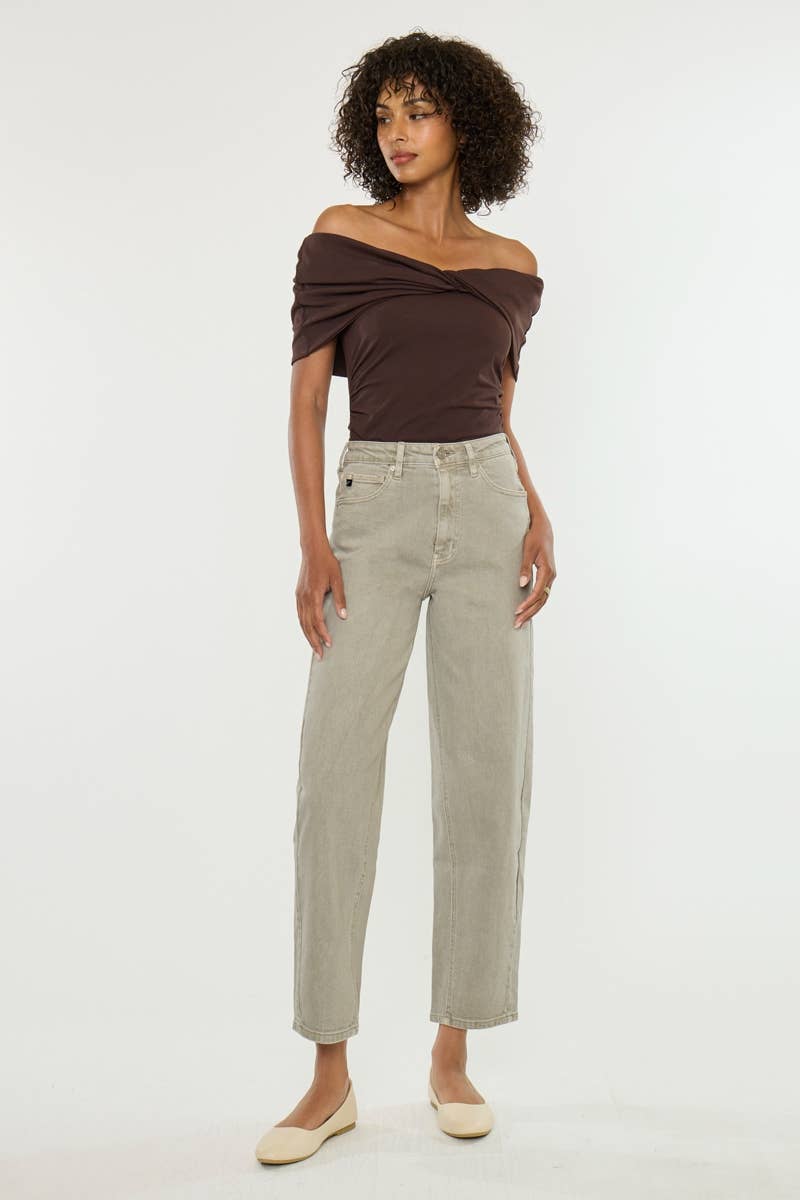 HIGH RISE GRAY SLIM BALLOON DENIM