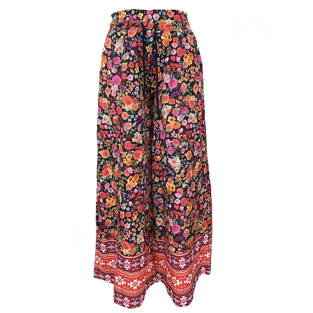 Casual printed lace-up pants