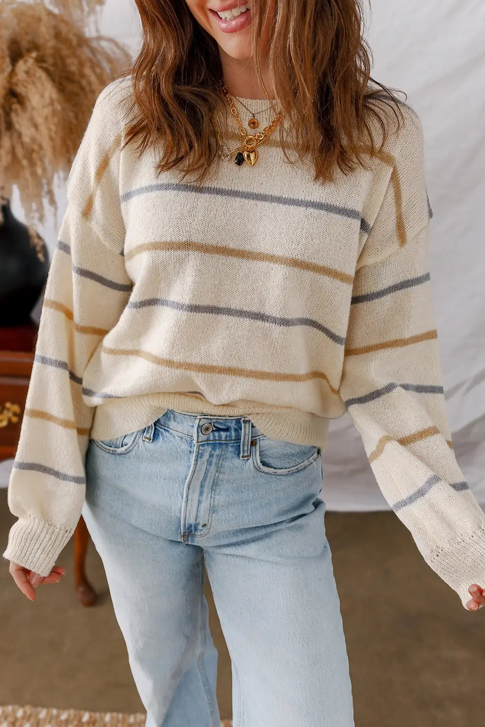Casual Striped Loose Fit Pullover Sweater