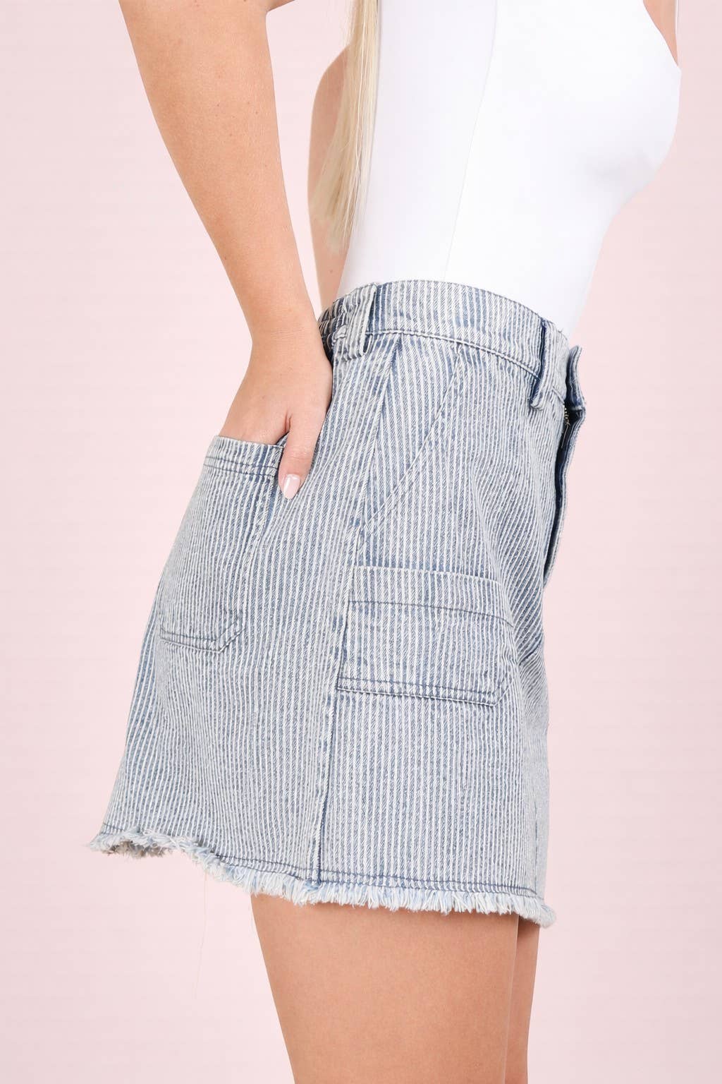 Mineral Washed Denim Striped skirt