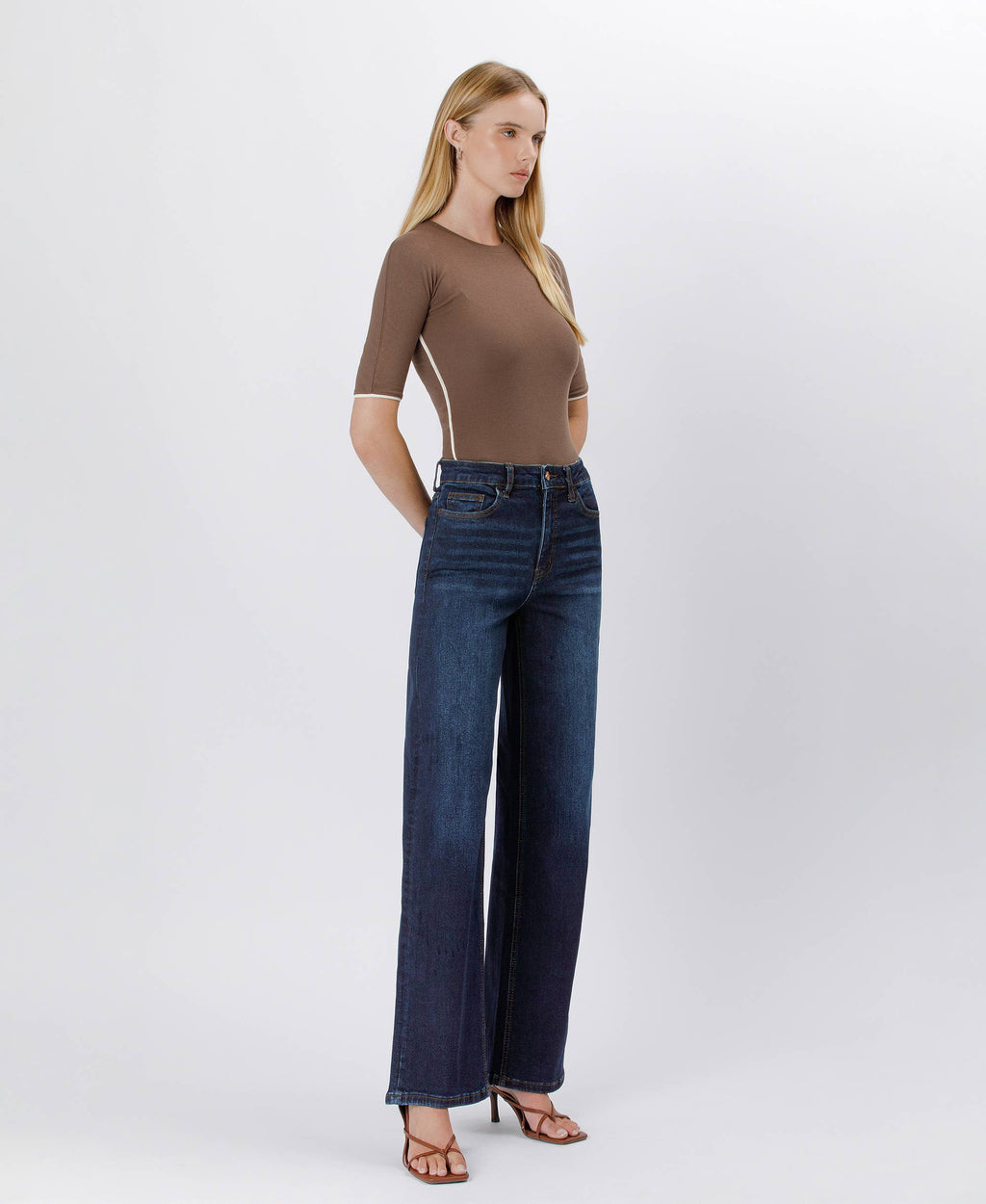 90'S VINTAGE SUPER HIGH RISE DARK WASH LOOSE JEANS