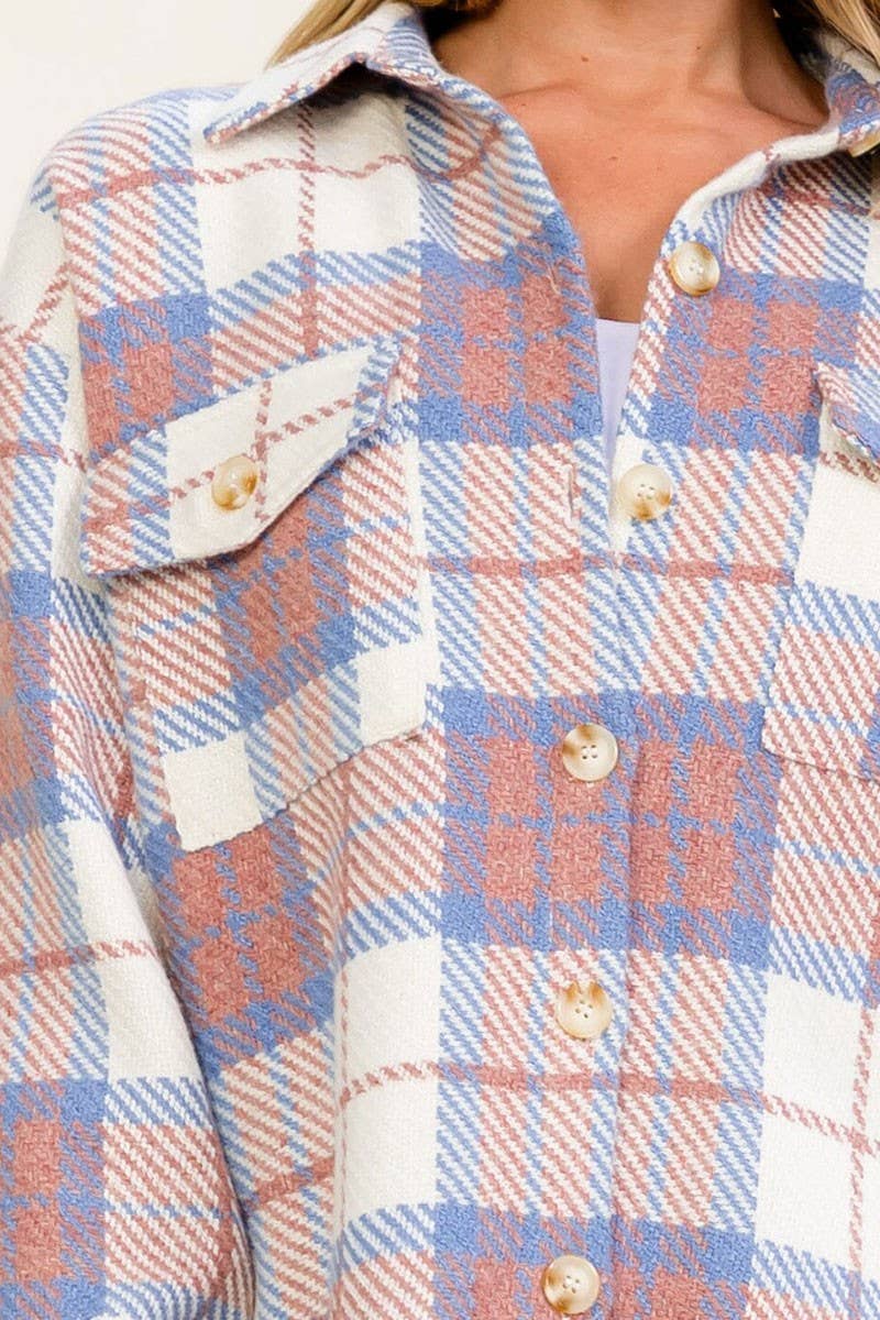 PLAID JACKET : IVORY MAUVE