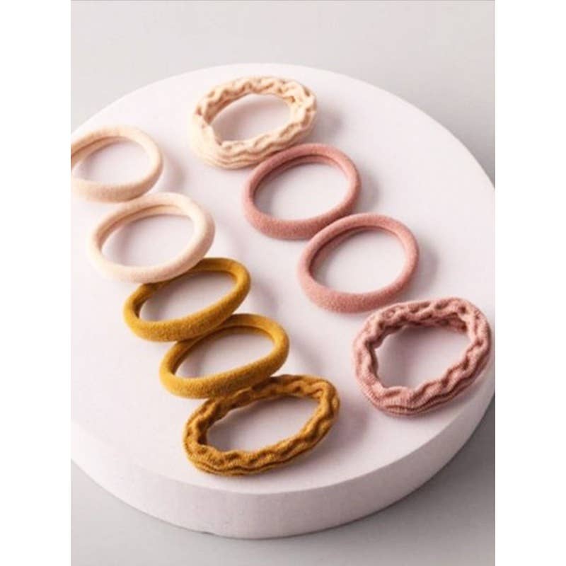 Assorted Rolled Hair Tie Set: MIX COLOR
