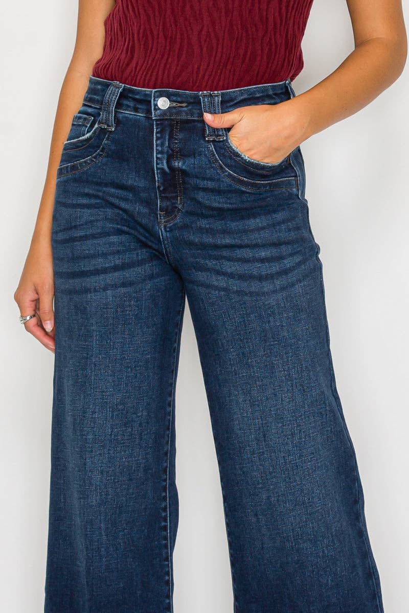 TUMMY CONTROL HIGH RISE A LINE WIDE LEG JEANS