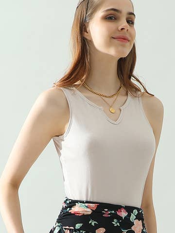 SOFT MODAL  SLEEVELESS TOP: SAND