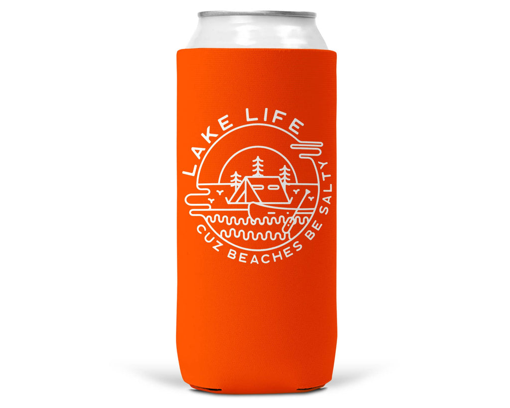 Lake Life Beaches Be Salty SLIM CAN Coozie: 12 oz