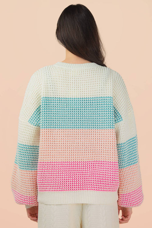 Oversized Color Block Knit Sweater