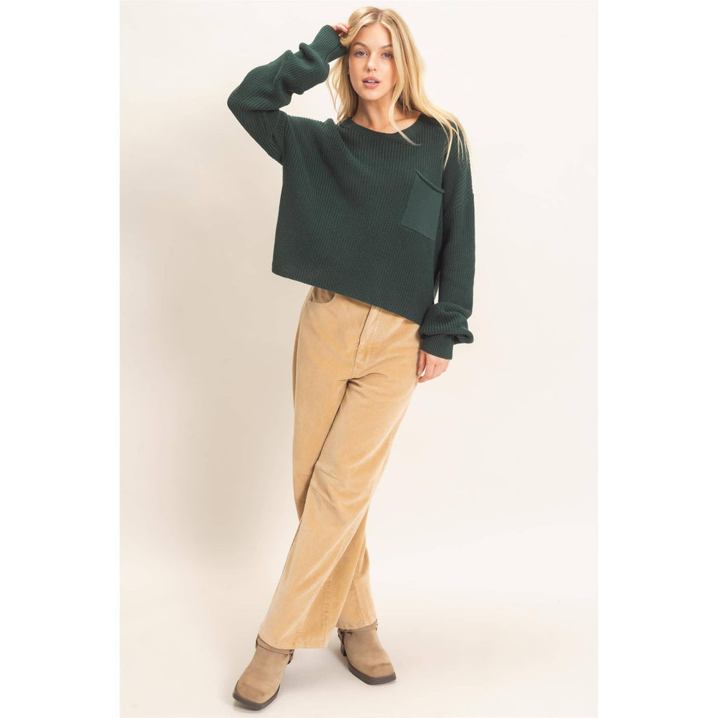 Ribbed Drop Shoulder Sweater