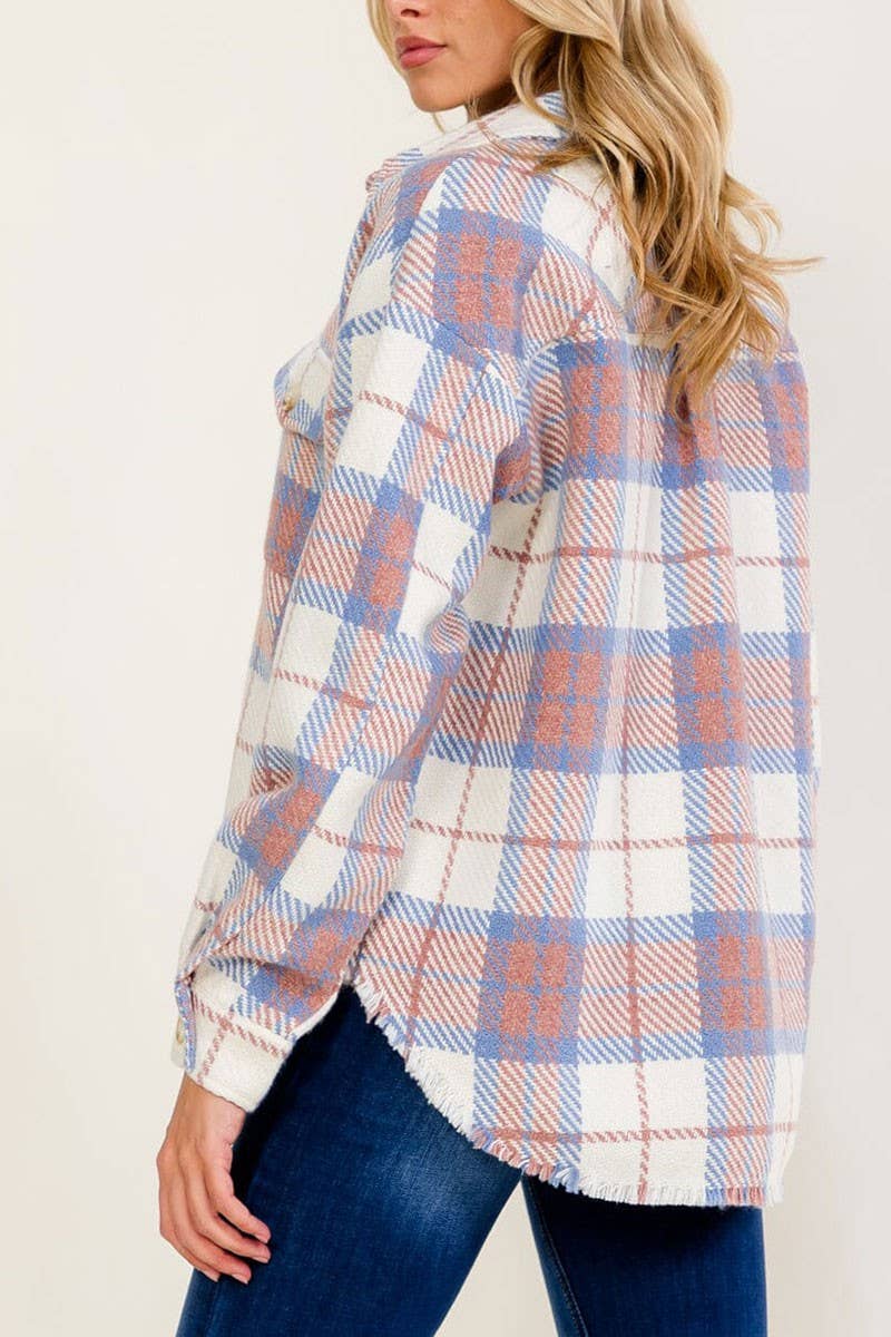 PLAID JACKET : IVORY MAUVE