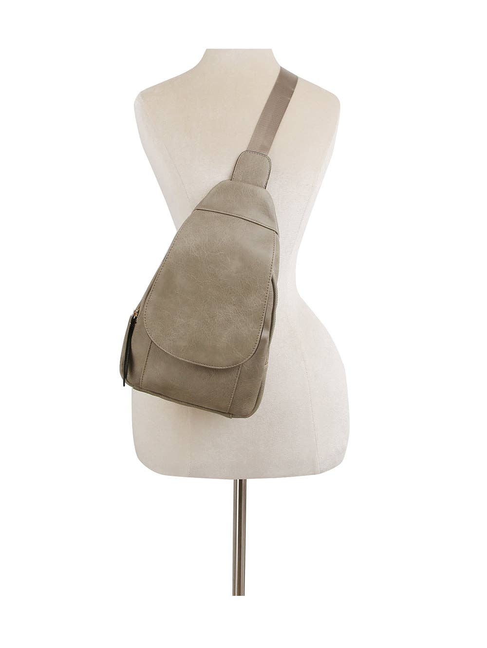 Front Crossbody Sling Fashion Bag: Grey