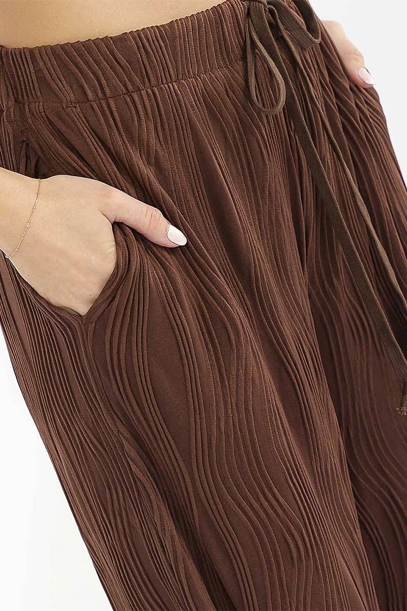 ELASTIC WAIST WIDE LEG DETAILED PANTS