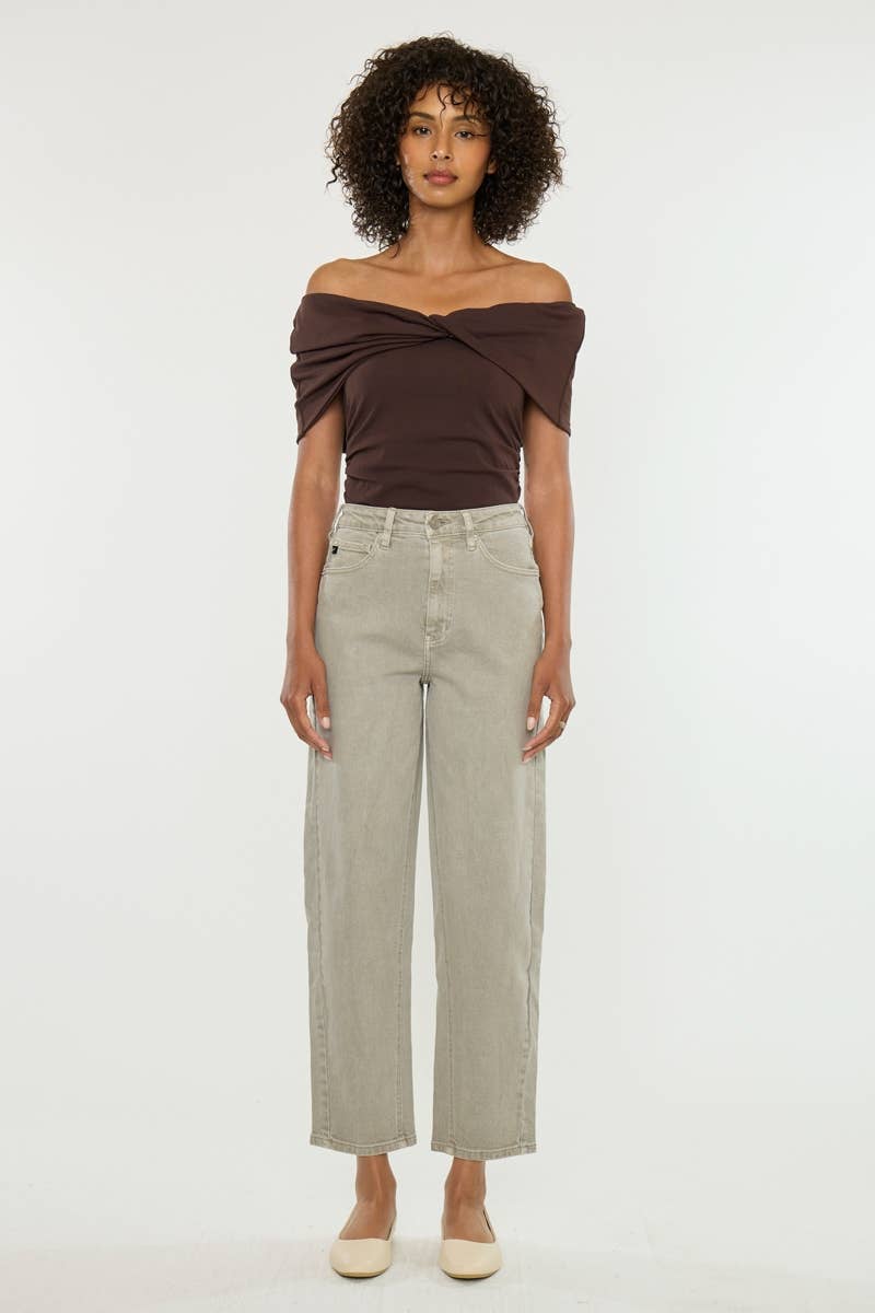 HIGH RISE GRAY SLIM BALLOON DENIM