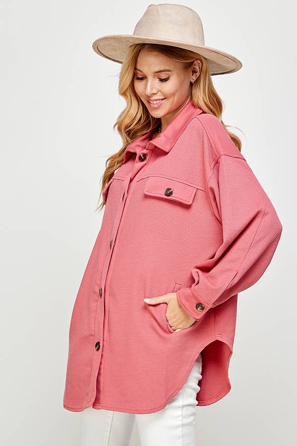 Shacket with Pockets: PAPAYA