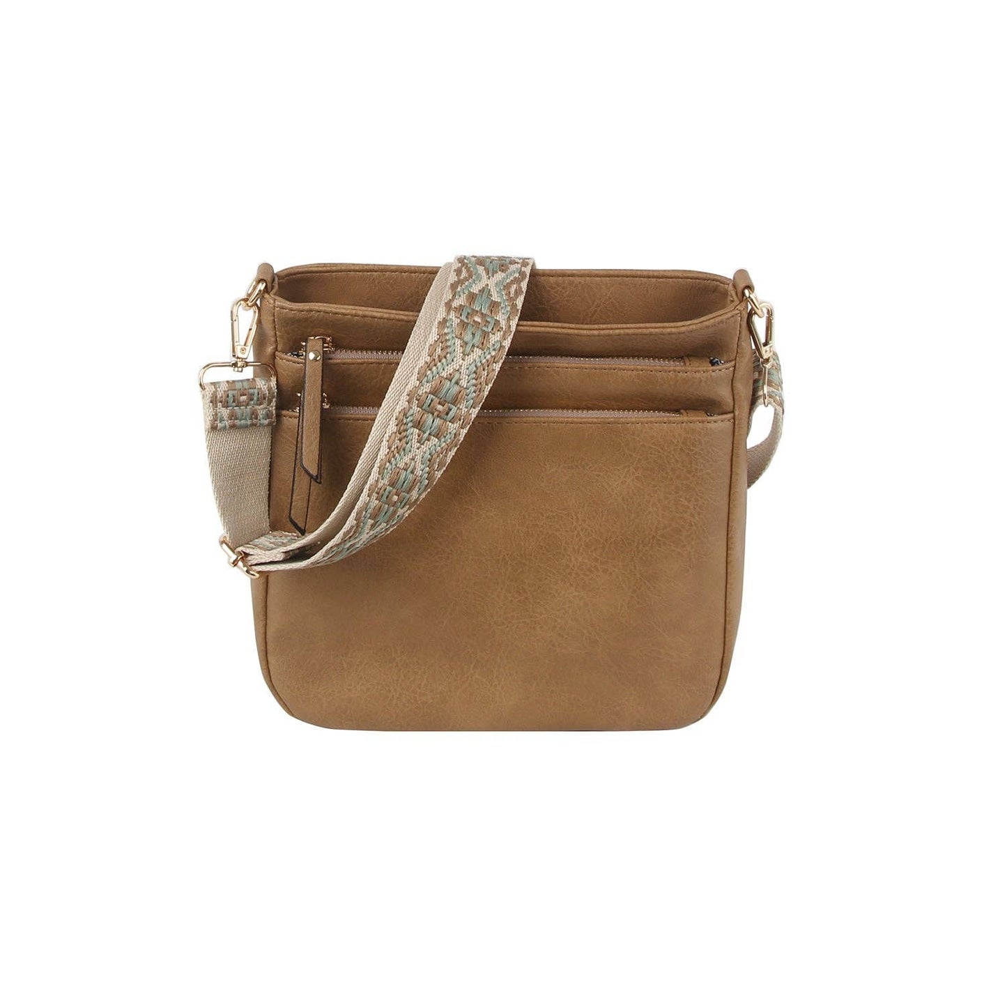 Two front zipper crossbody handbag