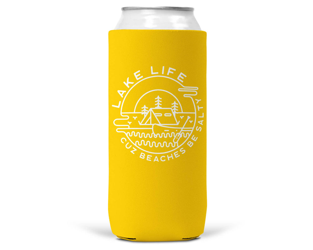 Lake Life Beaches Be Salty SLIM CAN Coozie: 12 oz
