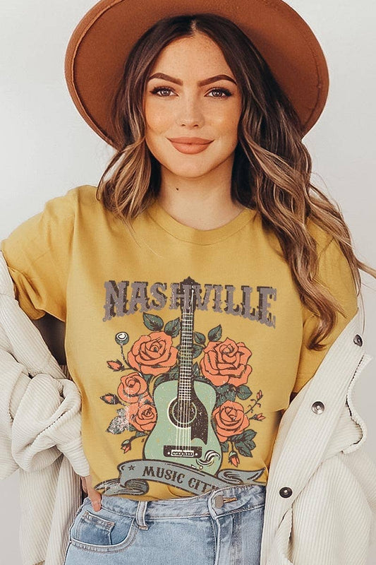 Nashville Graphic Tee: MUSTARD