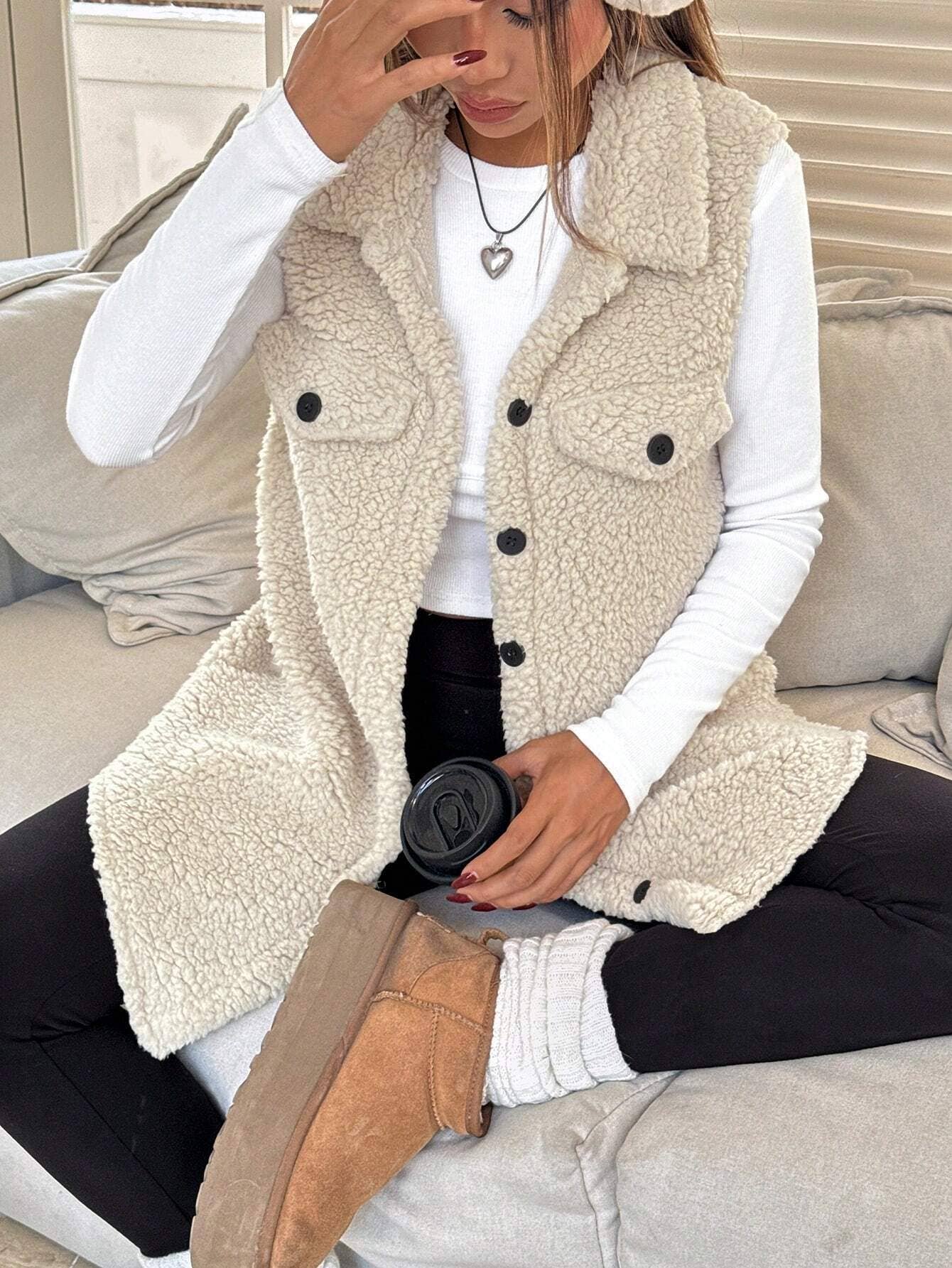 Fleece Button-down plush Vest