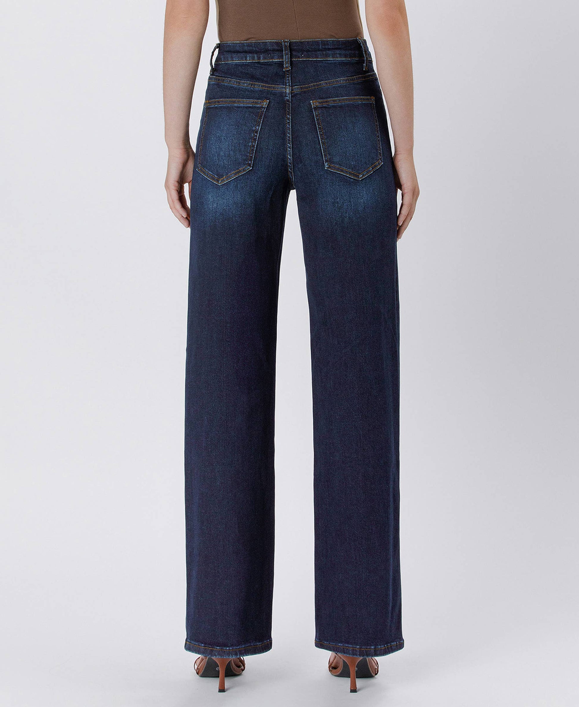 90'S VINTAGE SUPER HIGH RISE DARK WASH LOOSE JEANS