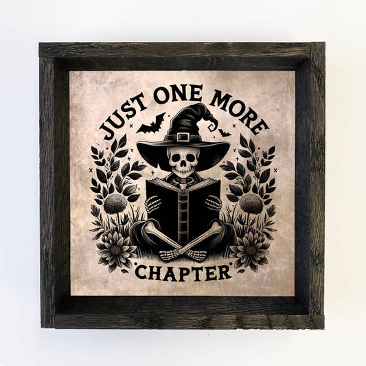 One More Chapter Skeleton: 6x6" Mini Canvas Art with Wood Box Frame