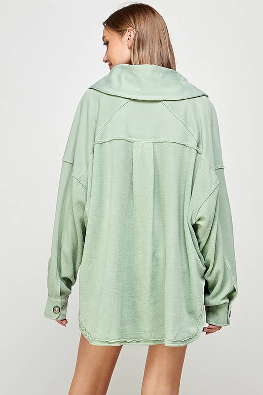 Fleece Jacket with Front Pockets: WINTER SAGE