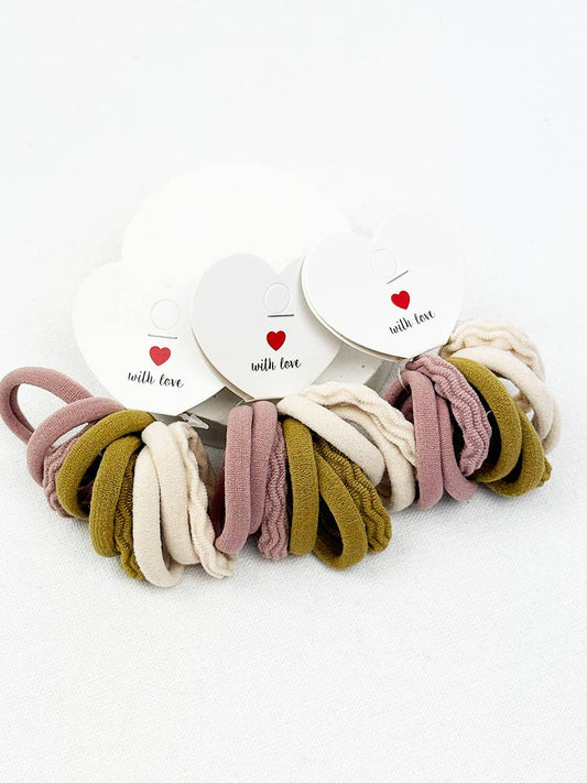 Assorted Rolled Hair Tie Set: MIX COLOR