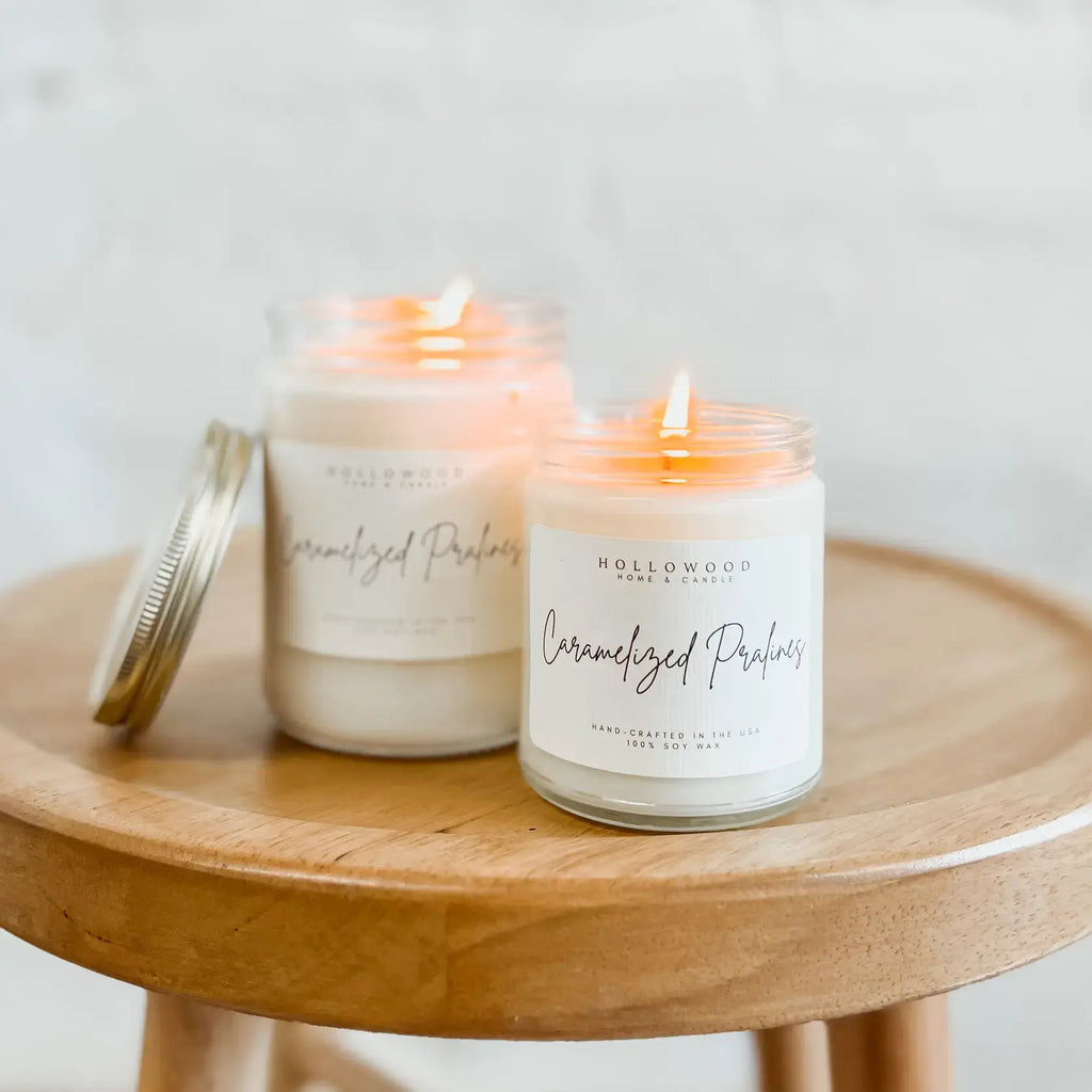 CARAMELIZED PRALINES |  FALL CANDLE | 100% SOY WAX | 8 OZ