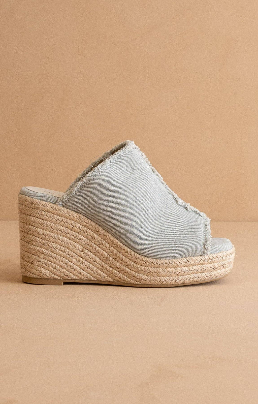 The Verona | Denim Frayed Denim Espadrille Wedge