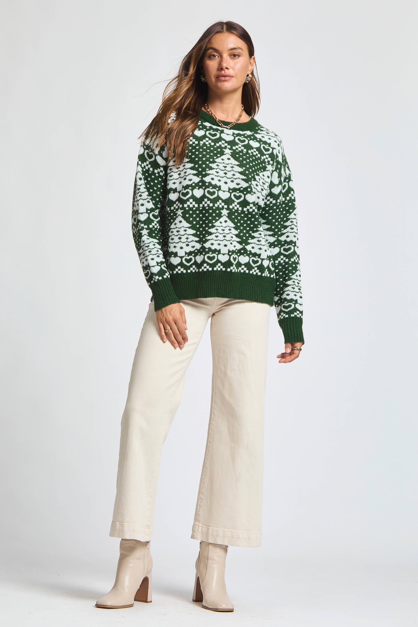 Christmas Tree Holiday Sweater: PINE GREEN