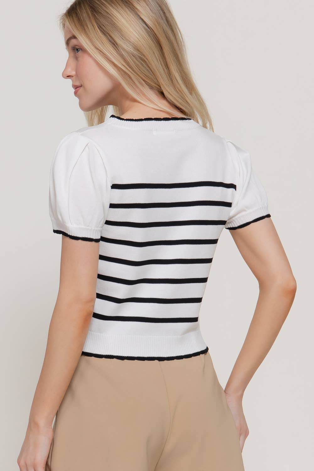 Scallop Front Stripe Sweater