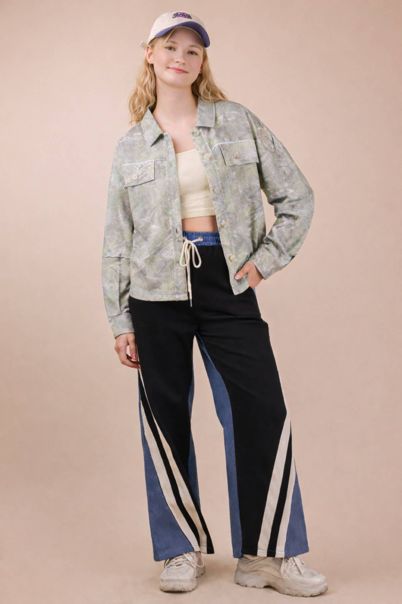 Camo Print Oversized Casual Shacket: OLIVE CAMO