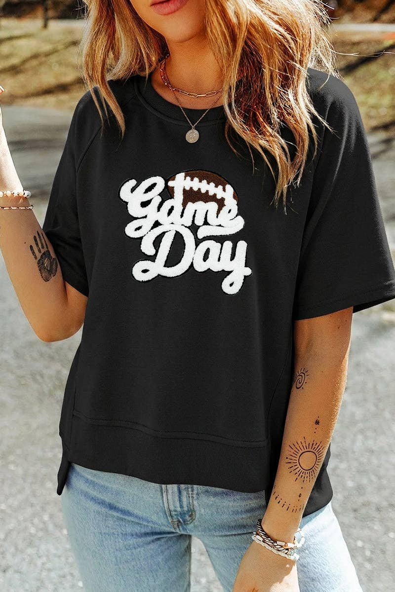 Game Day Chenille Football Graphic Top