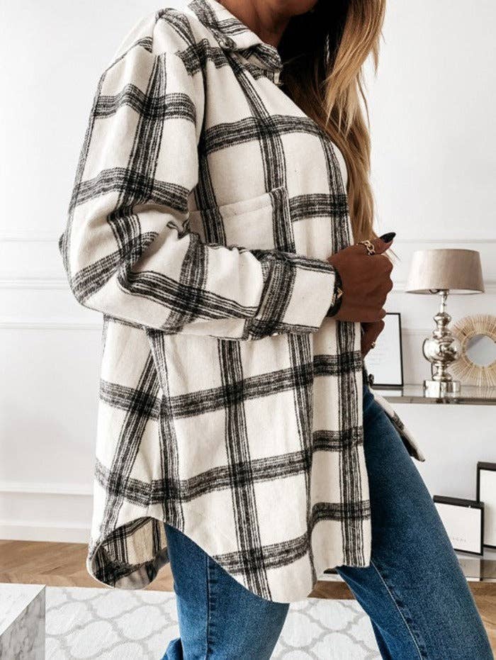 Plaid Wool Blend Shirt Jacket
