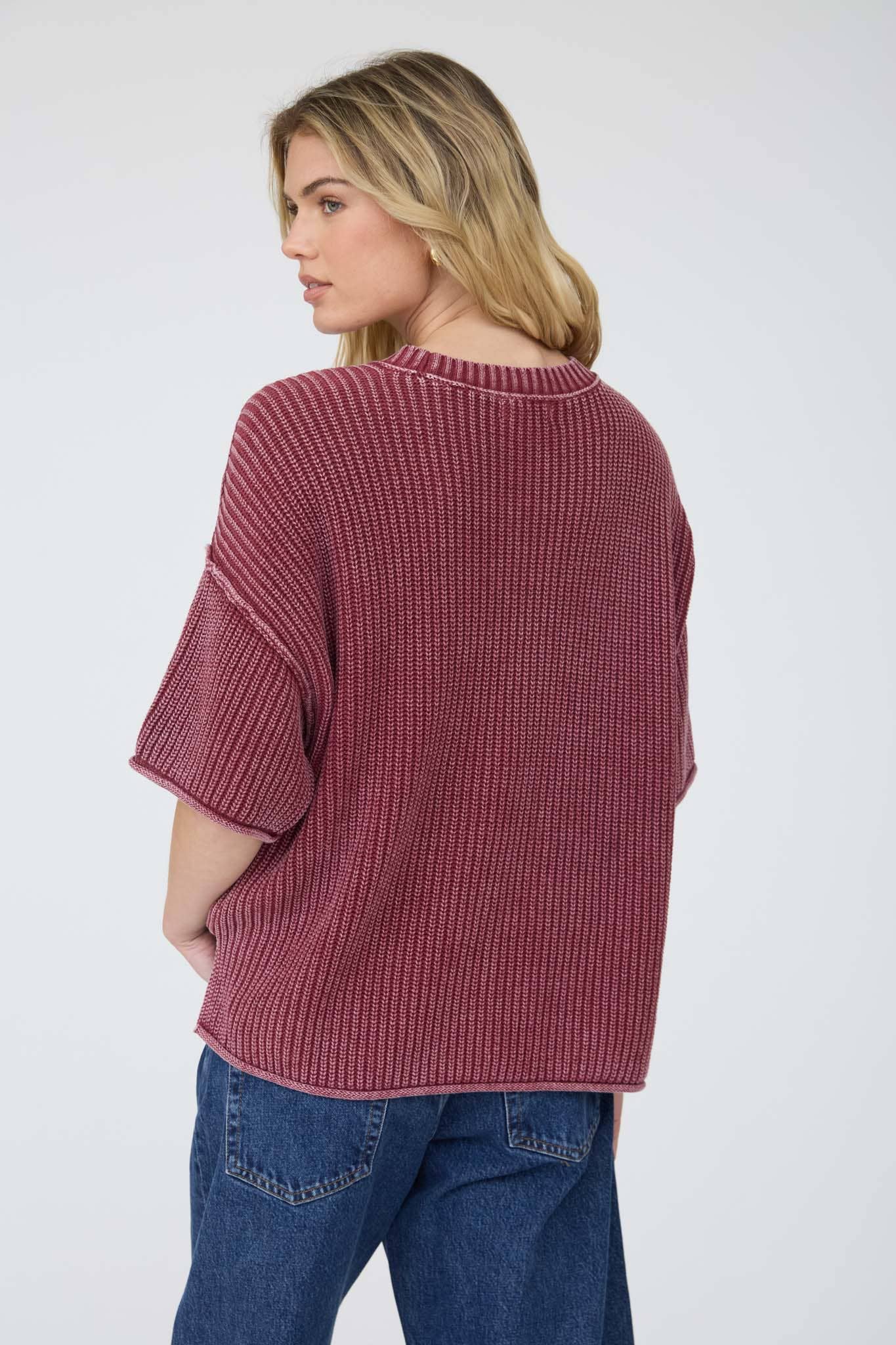 MINERAL WASHED RAW EDGE SWEATER