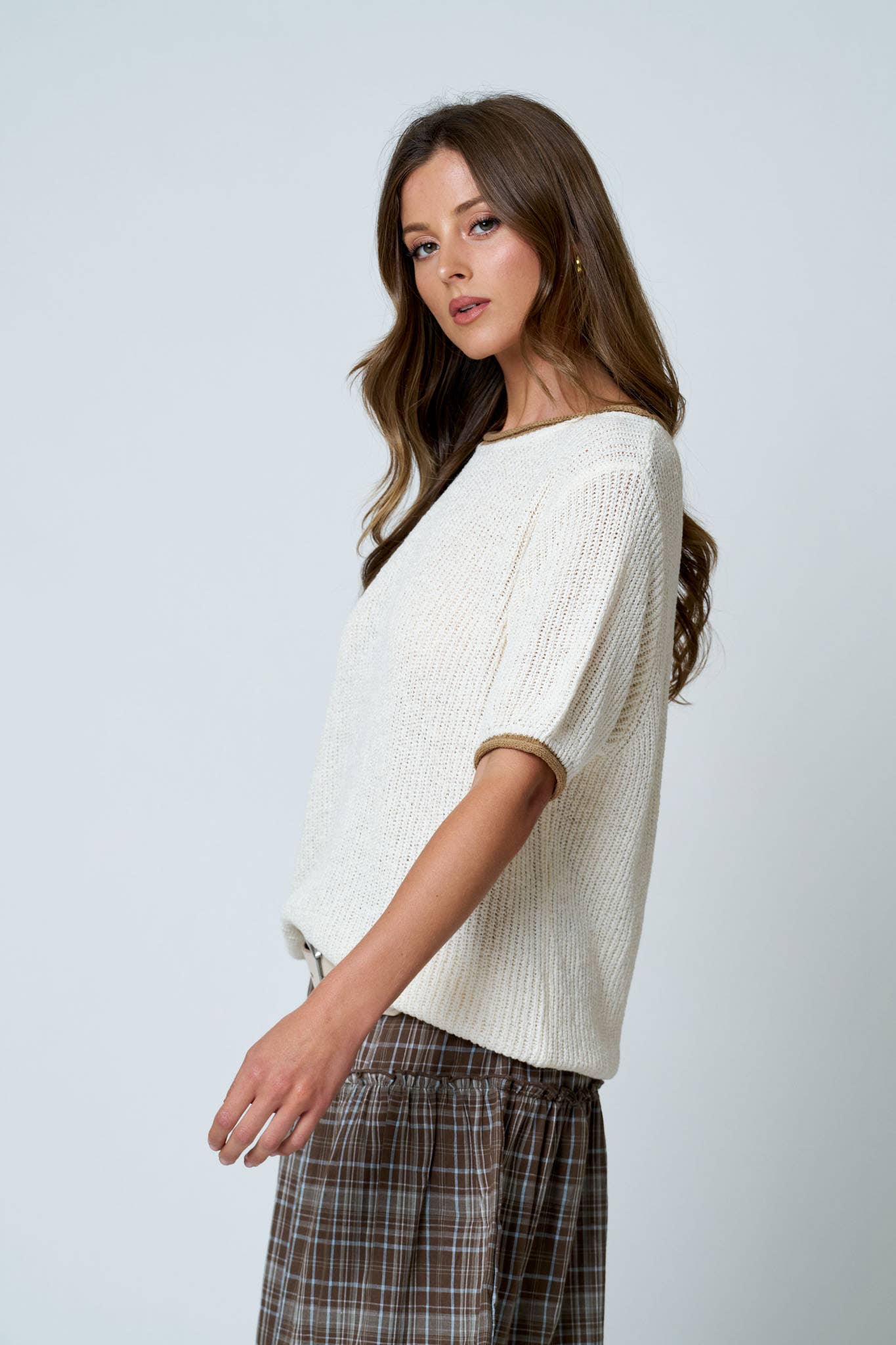 PUFF SLEEVE RIBBED KNIT SWEATER: OATMEAL