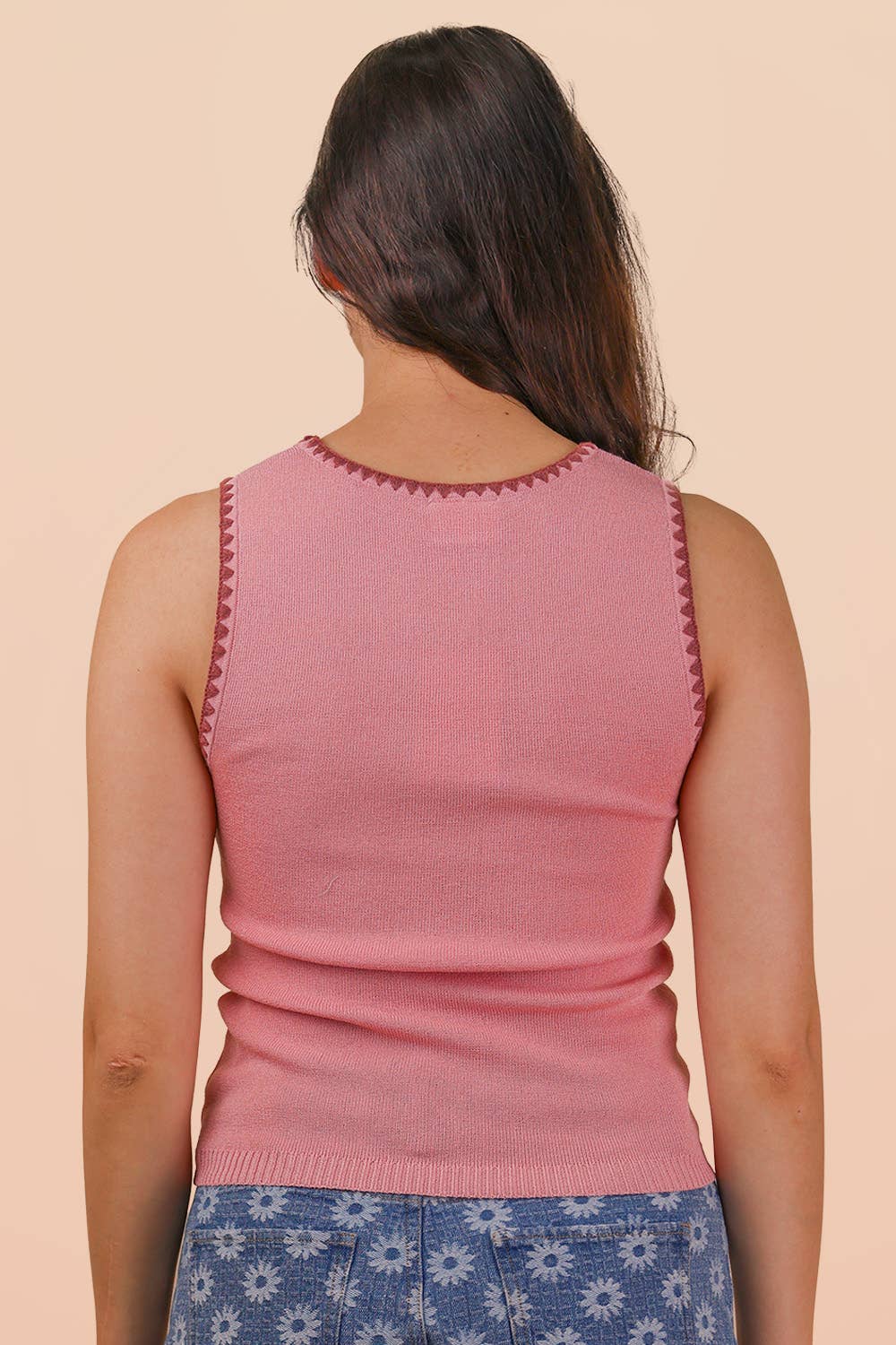 Sleeveless Knit Sweater Top: BLUSH