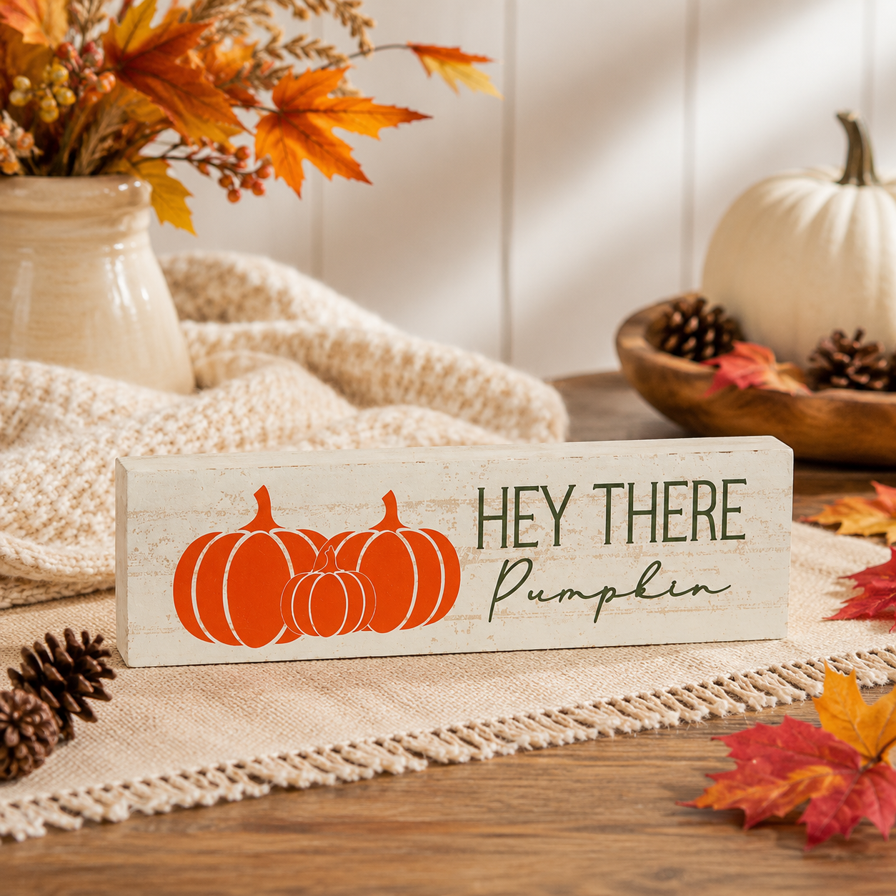 Hey There Pumpkin Tabletop Sign Fall Decor, 10"