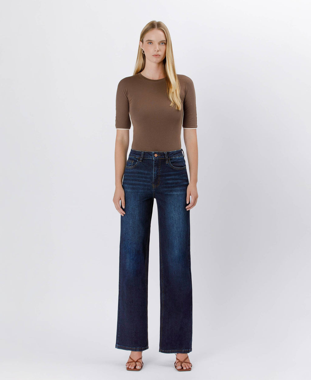 90'S VINTAGE SUPER HIGH RISE DARK WASH LOOSE JEANS