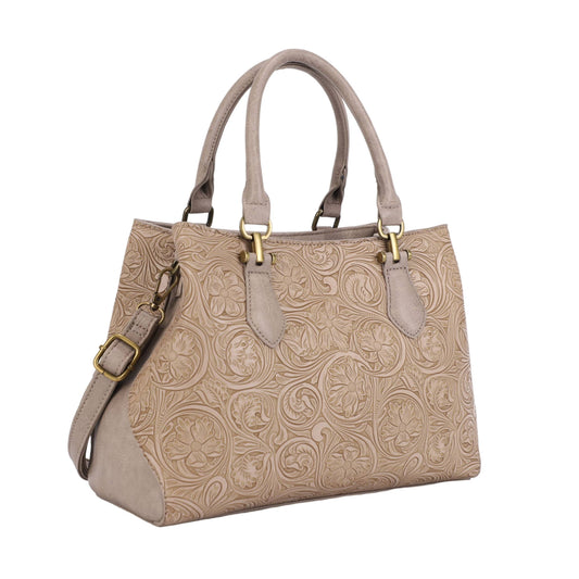Amy Floral Embossed Tooled Satchel