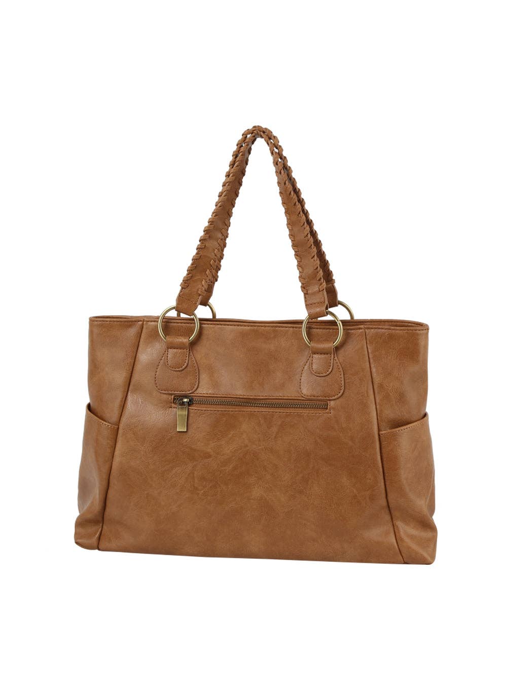 Braided Handle Daily Tote: Tan