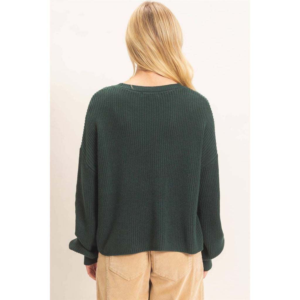 Ribbed Drop Shoulder Sweater