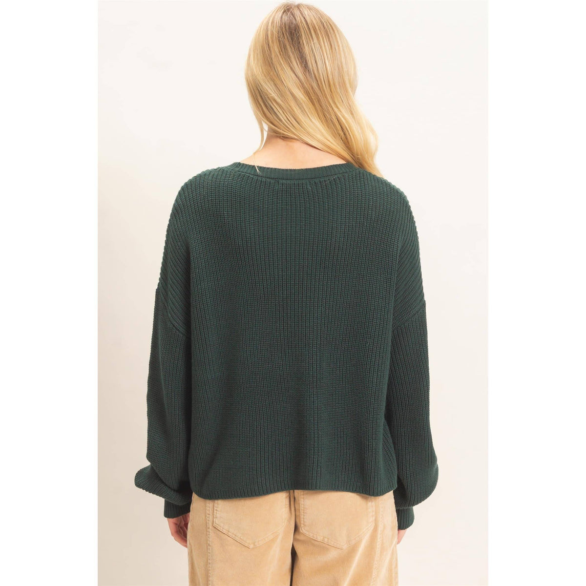 Ribbed Drop Shoulder Sweater