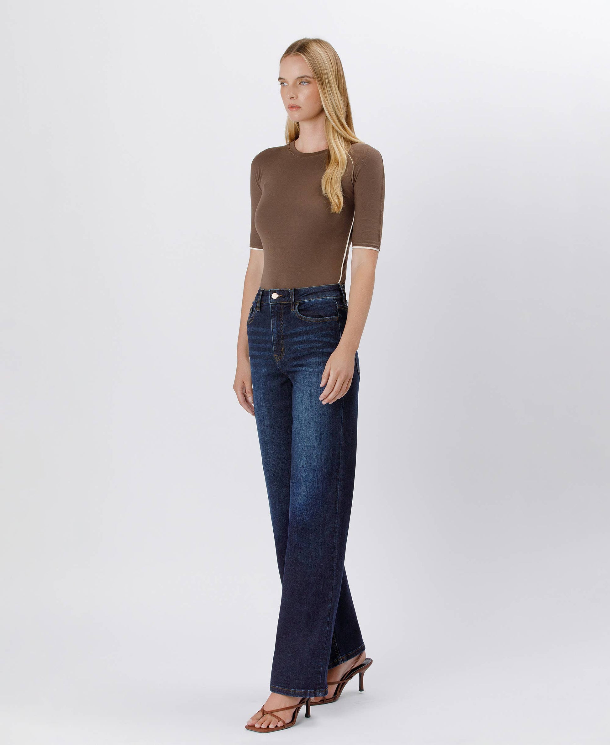 90'S VINTAGE SUPER HIGH RISE DARK WASH LOOSE JEANS
